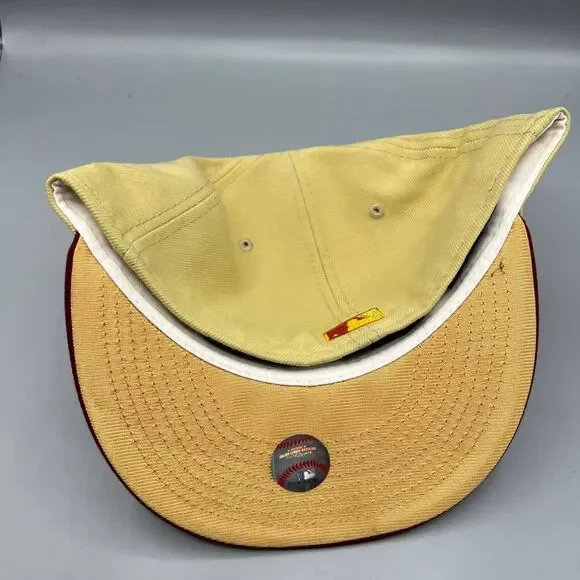 Milwaukee‎ Brewers Hat Men 7 1/2 Beige Red 59Fifty New Era Fitted Cap